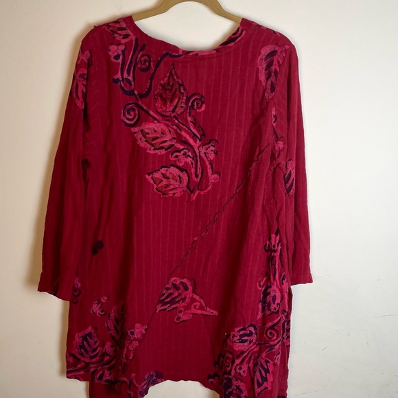 Soft Surroundings Asymmetrical Red Floral Print Tunic Top Size M - Picture 10 of 11